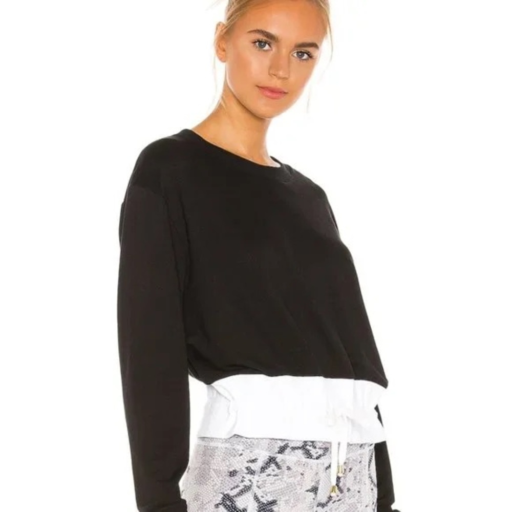 Varley Arden Black White Drawstring Sweatshirt